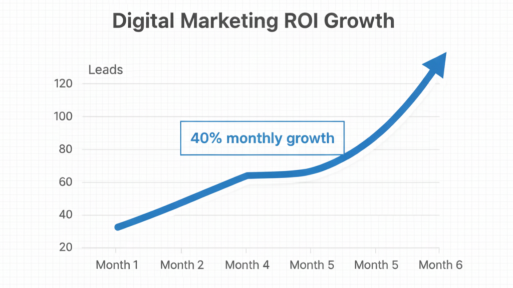 Digital marketing lead generation growth chart for Durgapur businesses showing monthly performance increase